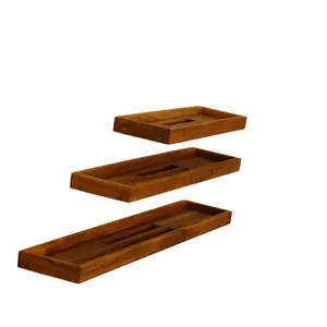 Teak Floating Shower Shelf, Household Bathroom Shower Organiser Accessory, Leakproof Eco-Friendly Shatter-Resist Bathroom Gadget