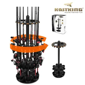 [Father's Day Best Gift] KastKing V16 Rotating Fishing Rod Holder – Holds 16 Rods & Combos, Space-Saving Garage & Floor Rack with Foam, Durable Storage for Fishing Gear SummerVibes