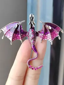 Fashion Rhinestone Decorated Ombre Dragon Design Brooch, 1 Piece Animal Shaped Design Brooch, Casual Versatile Clothes Accessories for Women & Men, Holiday Gifts