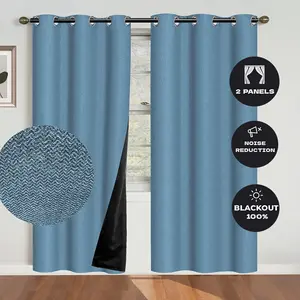 2-Piece 100% Blackout Blue Curtains, Hole Design for Easy Hanging, Sun Protection, Privacy, Insulation, Noise Reduction, Bedroom Living Room Dining