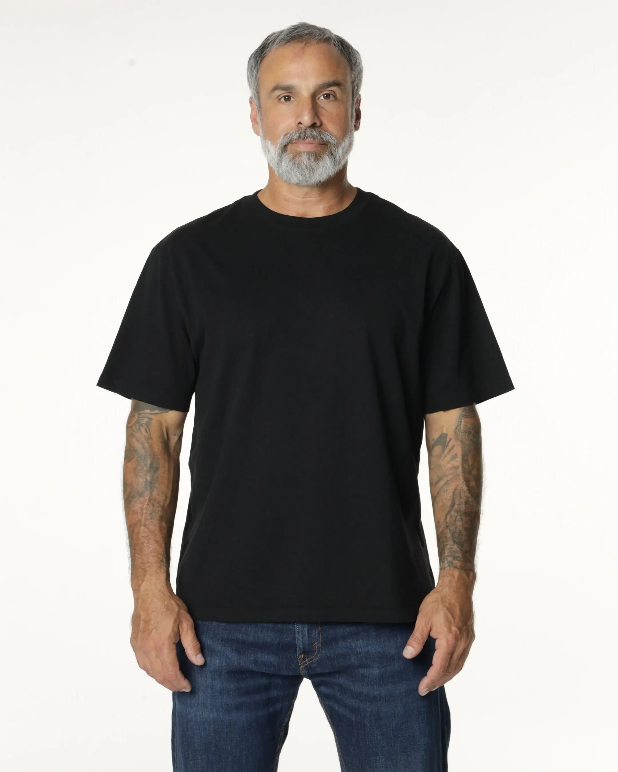 Common Uniform Heavyweight Mock Neck Mens T Shirt  100% Cotton Made In USA Tee