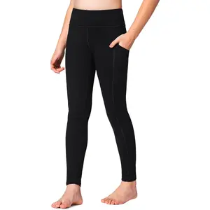 Girls' Athletic Leggings Kids Dance Running Yoga Pants Workout Active Dance Tights with Pockets