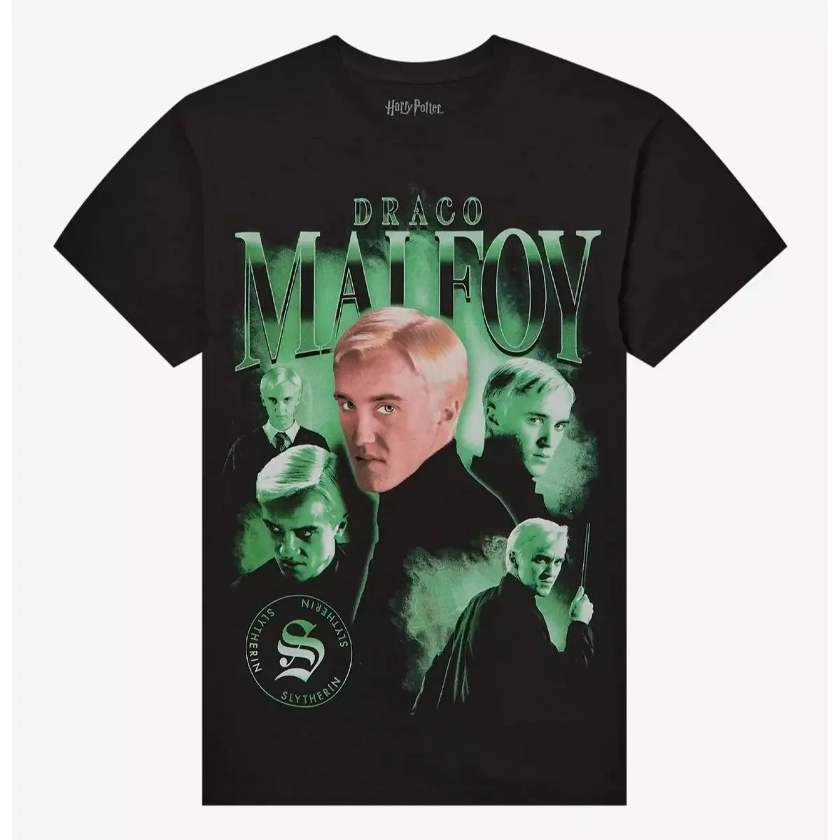 Potter Draco Malfoy Collage Graphic Tee | Vintage Wizarding World T-Shirt | Magical Fantasy Unisex Cotton Shirt | Y2K Streetwear | Harry Fan Gift