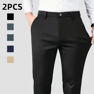 2-piece set Men's Slim Fit Stretch Chino Pants, Business Casual Golf Dress Pants, Wrinkle Resistant Breathable Soft Fabric Classic Minimalist Formal Trousers for Mens Office Wear Everyday Business Style
