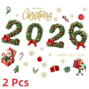 2 PCS 2026 New Year Window Clings Holiday Decals for Home & Office Xmas Winter Party Decorations Easy to Use Versatile Festive Touch