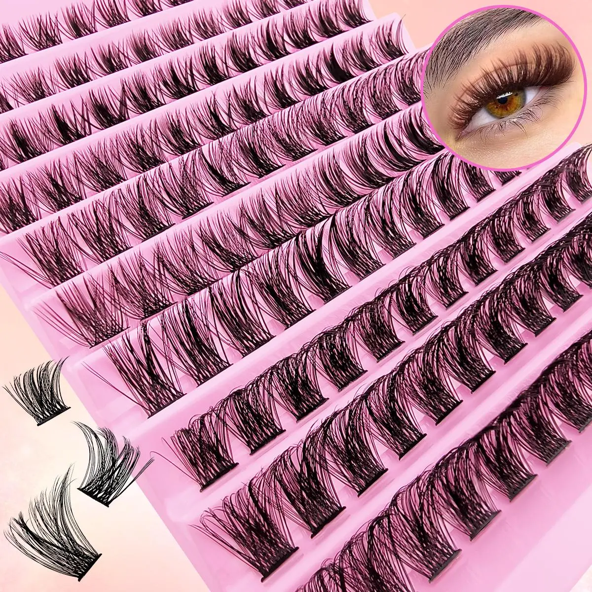 Mixed Length Individual Lightweight False Eyelashes (120pcs/set), Natural Curling Eye Makeup Strip Lashes, Segmented Eyelash for Lashes Extensions, Volume Lash Clusters, False Eyelashes for Women and Girls Eye Makeup Enhancement, Cosmetic
