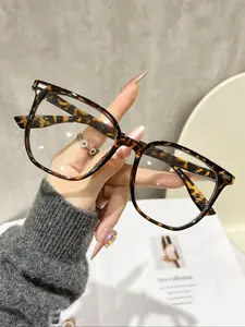 Unisex Leopard Print Fashion Glasses, Leopard Pattern Eyeglasses, Anti-Blue Light, Plastic Frame, Clear Lenses, Ideal for Computer, Gaming, TV, Smartphone Use