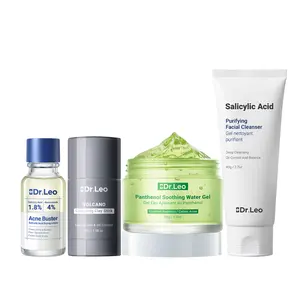 Dr.Leo 4-Step Clinical Acne Repair Kit – Deep Clean Pores, Shrink Pimples Fast & Calm Redness (Cleanser + Clay Mask + Soothing Gel + Drying Lotion) #mothersdaygift #Summervibes