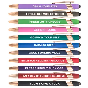 Funny Adult plastic pens set-11pcs retractable ballpoint pens with funny words, black ink, Premium Days of The Week Swear Cuss Word Pens for Office Gifts, Novelty Pens for Corworkers, Thanksgiving gift / Christmas gift, Writing Pen