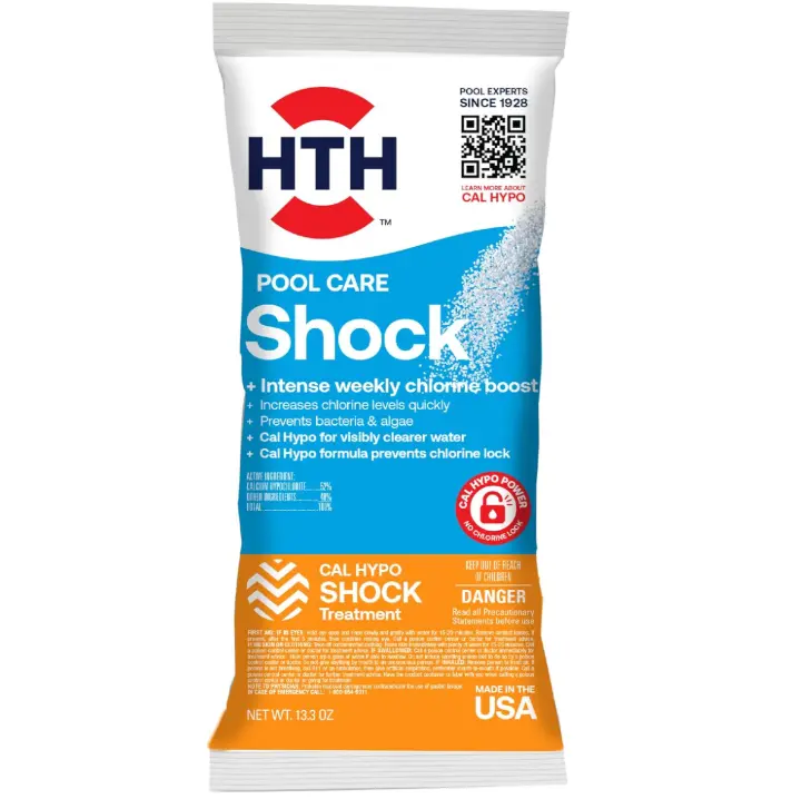 HTH 52031 Swimming Pool Care Shock, Swimming Pool Chlorinator Boosts Chlorine Levels, Cal Hypo Formula, 13.3oz (1 Pack)