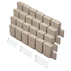 VEVOR Faux Stone Landscape Edging, 47.2 x 9 in Realistic Lawn Edging, Flexible Brick-Sized Garden Edging Border with Anchoring Spikes, Fade-Resistant Yard Edging for Driveways Walkway Beige