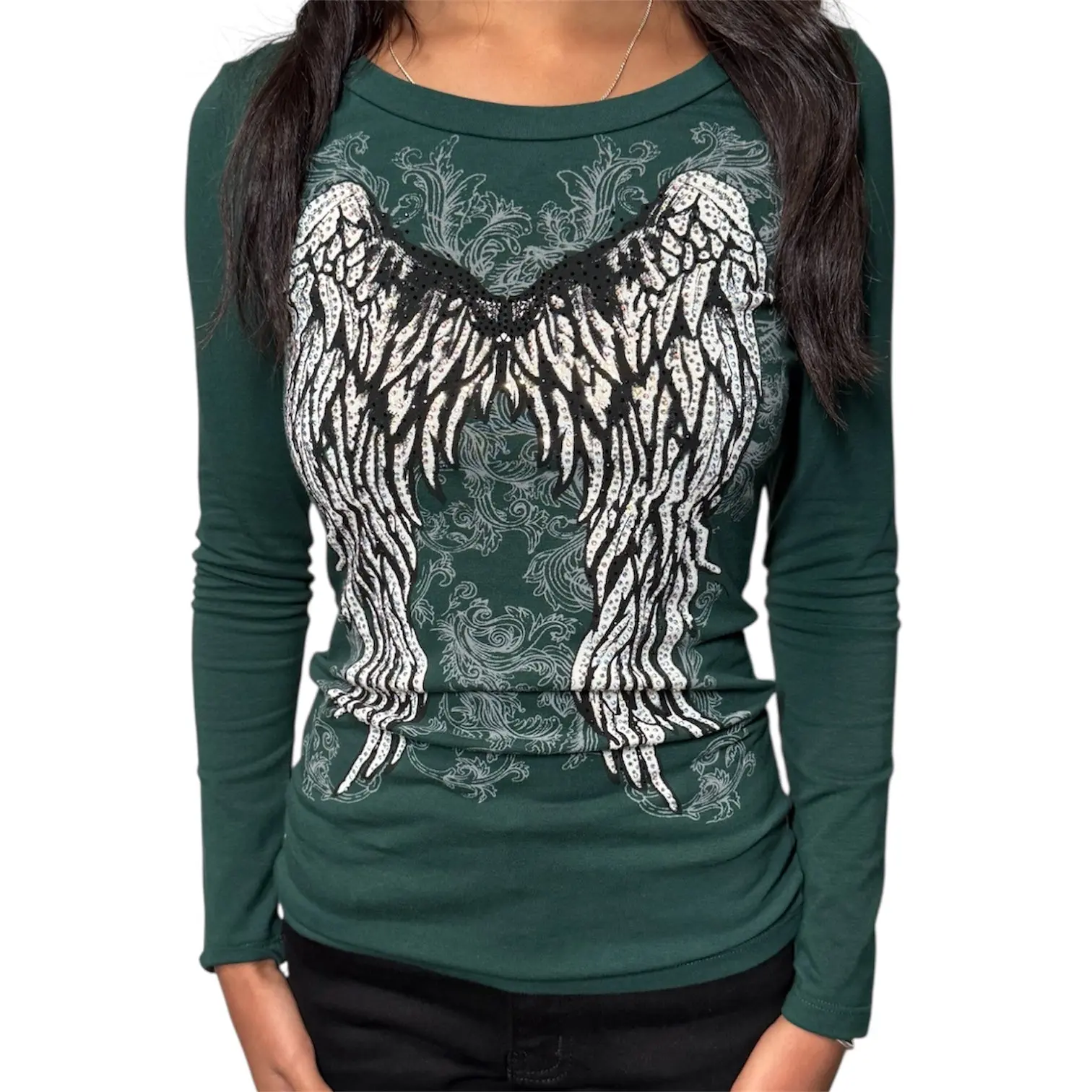 Angel Wings Rhinestone Long Sleeve