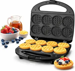 OSTBA Mini Waffle Maker: 750W Powerful Heating, Cooks 8 Waffles at Once, Fast & Even Cooking, Non-Stick & Easy Clean, Compact & Portable for Family Breakfast