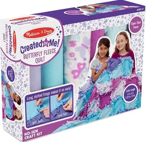 Melissa & Doug Created by Me! Butterfly Fleece Quilt No-Sew Craft Kit (48 Squares 4 feet x 5 feet) Vintage Decal