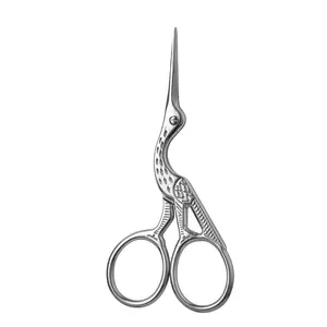 New Vintage Crane Small Scissors Stainless Steel Sharp Tip Tea Line Cut Embroidery Flower Bird Scissors, 1 Piece Pack Cutting Supplies