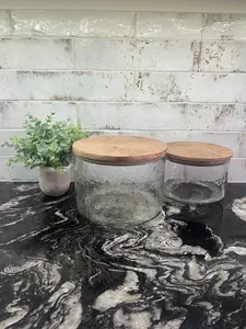 Burl Wood Lidded Canisters by Mud Pie