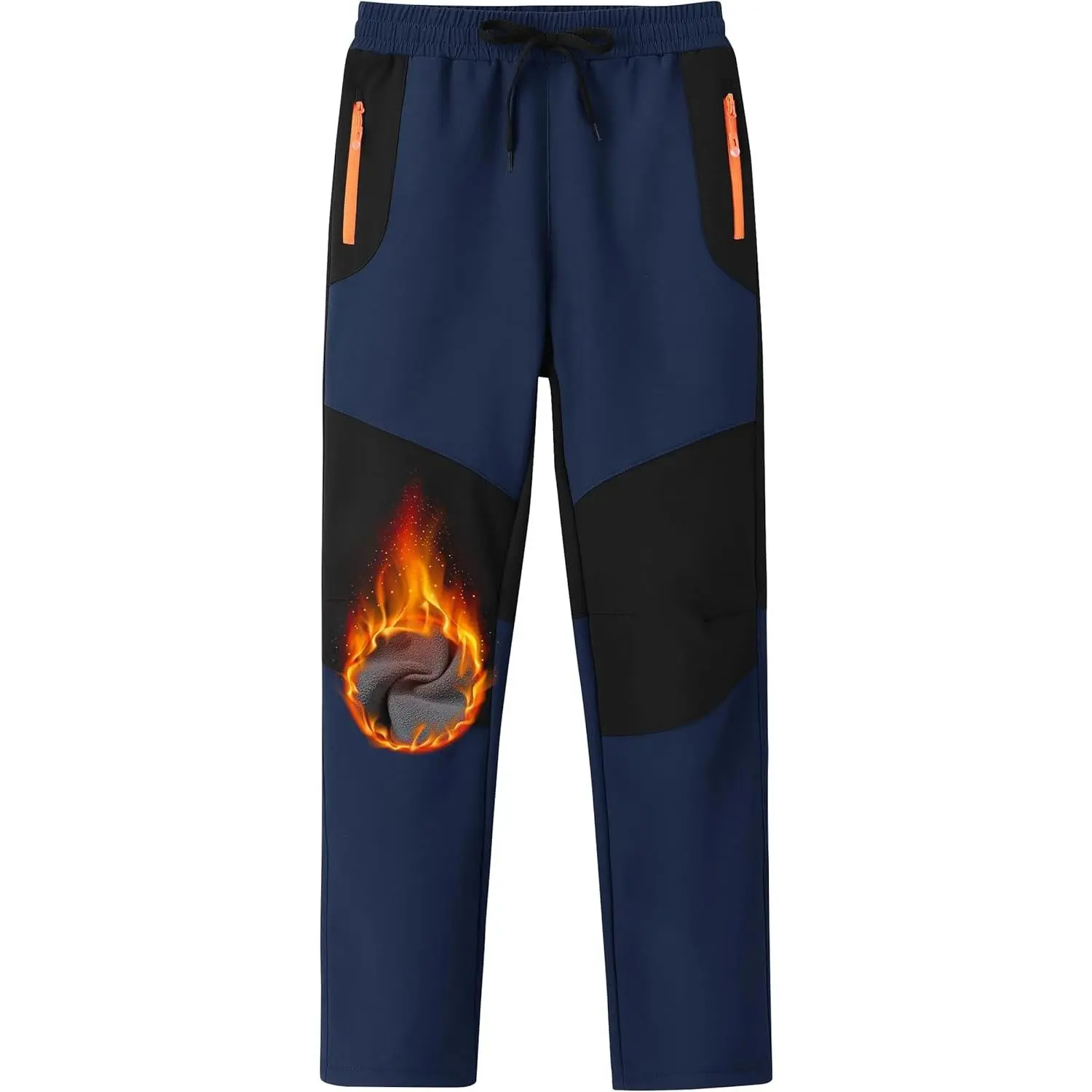 Kids Fleece Lined Hiking Snow Ski Pants Boys Waterproof Winter Warm Outdoor Pants with Zippered Pocket