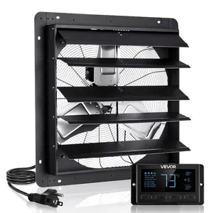SummerWinsVEVOR 24 inch Shutter Exhaust Fan, Wall Mounted Attic Vent Fan with Smart Programming Variable Speed Temperature Control, 2900 CFM, EC Motor, Timer, for Shed, Garage, Greenhouse Ventilation Cooling, Blackdealsforyoudays