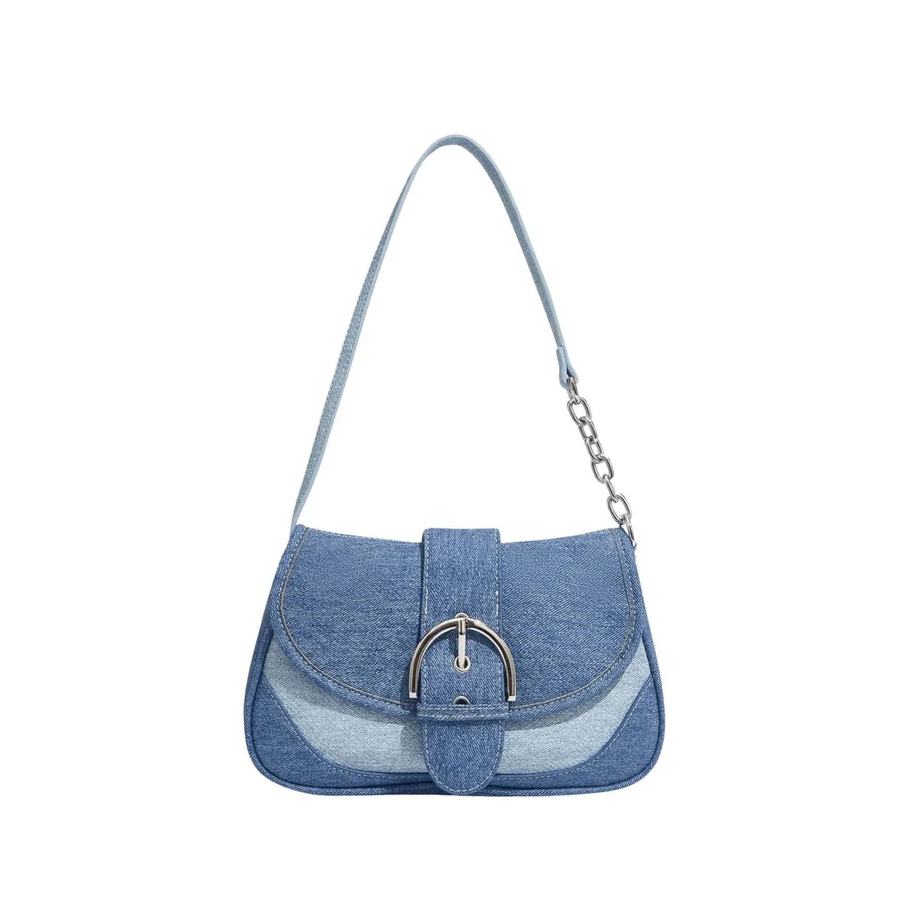 DealsForYouDays Women's Denim Flap Shoulder Purse - Button Fasten, Flap Closure, Underarm Satchel, Handbags for Women for Casual Outings