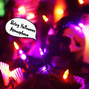 Halloween Decorations String Lights Orange and Purple Indoor 30LED with Black Gauze Timer, 2 Mode Battery Operated 9.9Ft Creepy Cloth Spooky Lights, Gothic Party Room Decor (1PACK)