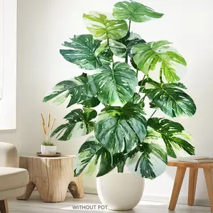 60-88-130cm /51.18in Artificial Monstera Plants Fake Palm Tree Plastic Turtle Leaves Green Tall Plants For Home Garden Room Decor, Artificial Faux Plants