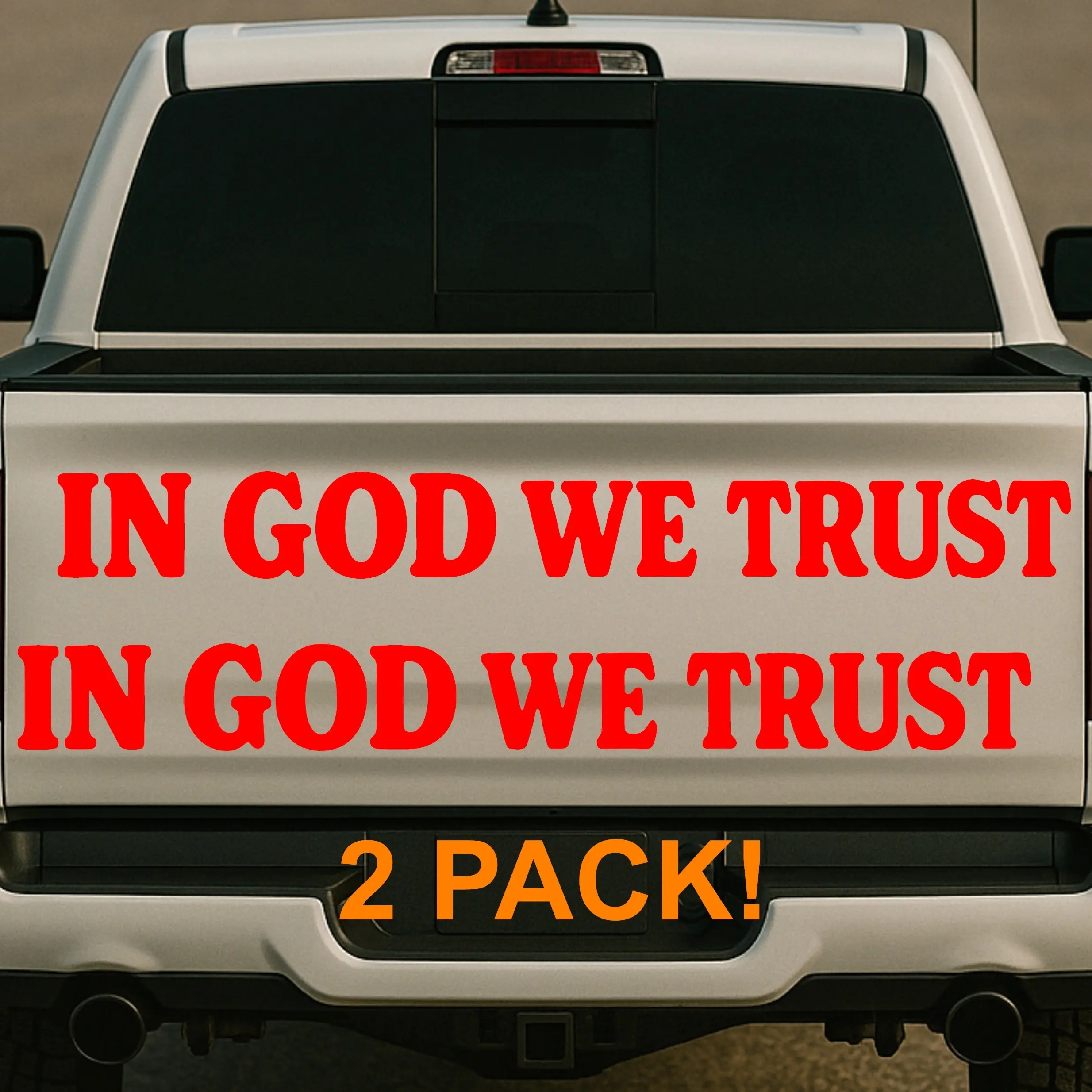In God We Trust vinyl decal 2 pack various sizes available. Christian patriotic car, truck, RV, ATV, and window or bumper stickers