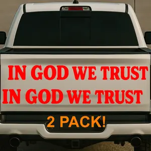 In God We Trust vinyl decal 2 pack various sizes available. Christian patriotic car, truck, RV, ATV, and window or bumper stickers