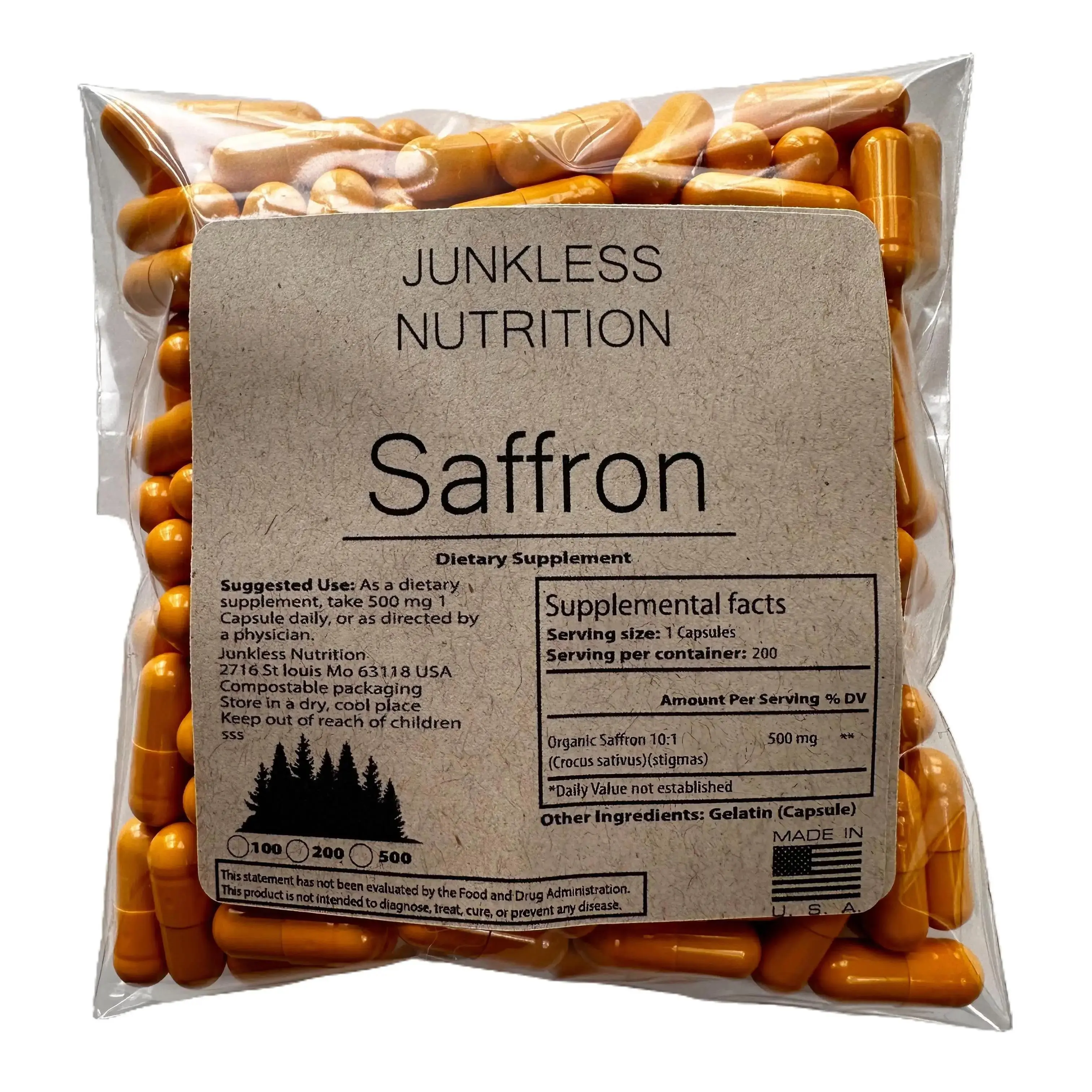 PURE Saffron  -500 count- capsules Dietary herbal Supplement