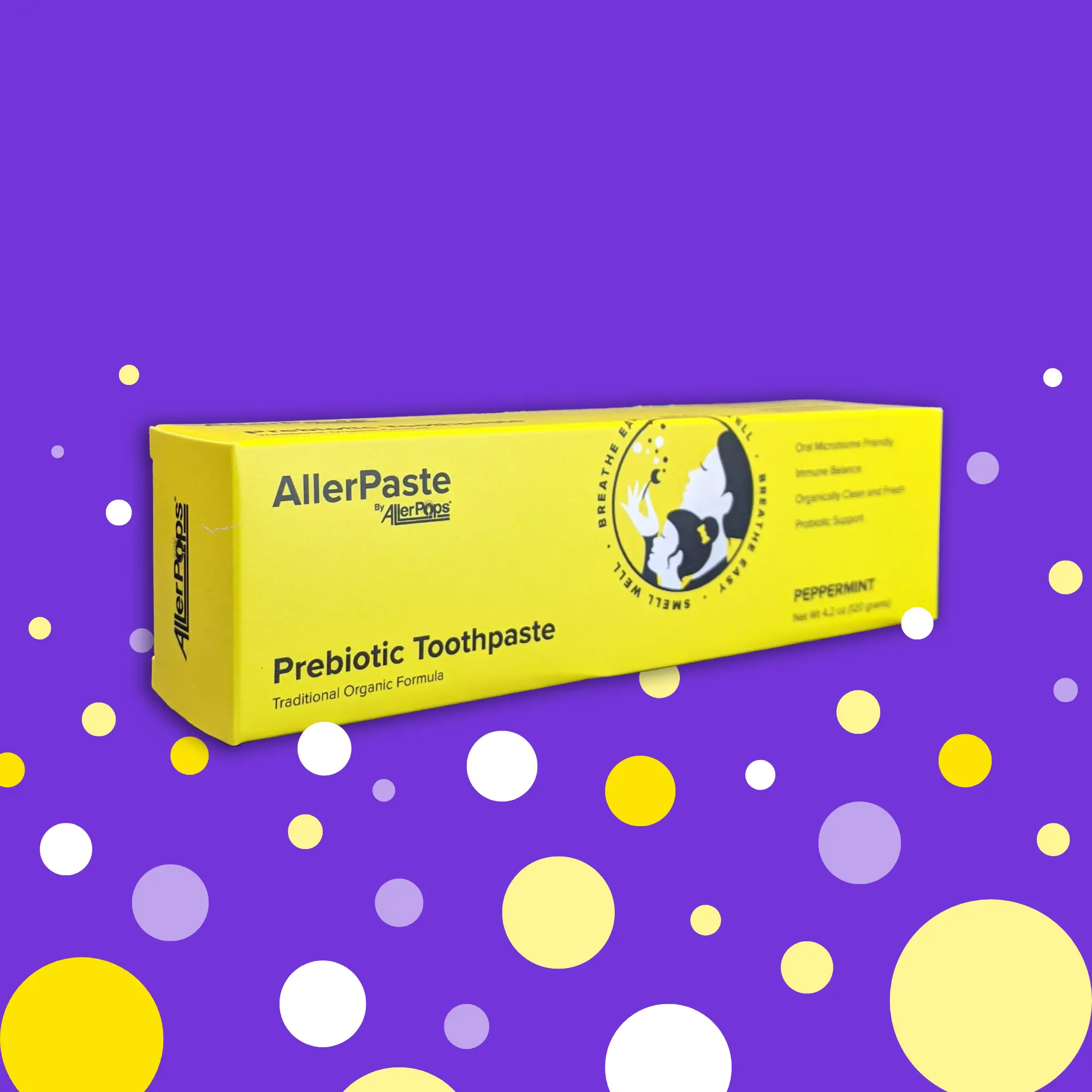 AllerPaste Prebiotic Toothpaste - Support for Oral probiotics and The Immune System, Long Lasting Sinus Health (Peppermint, 4.2 oz) Supplies Clean