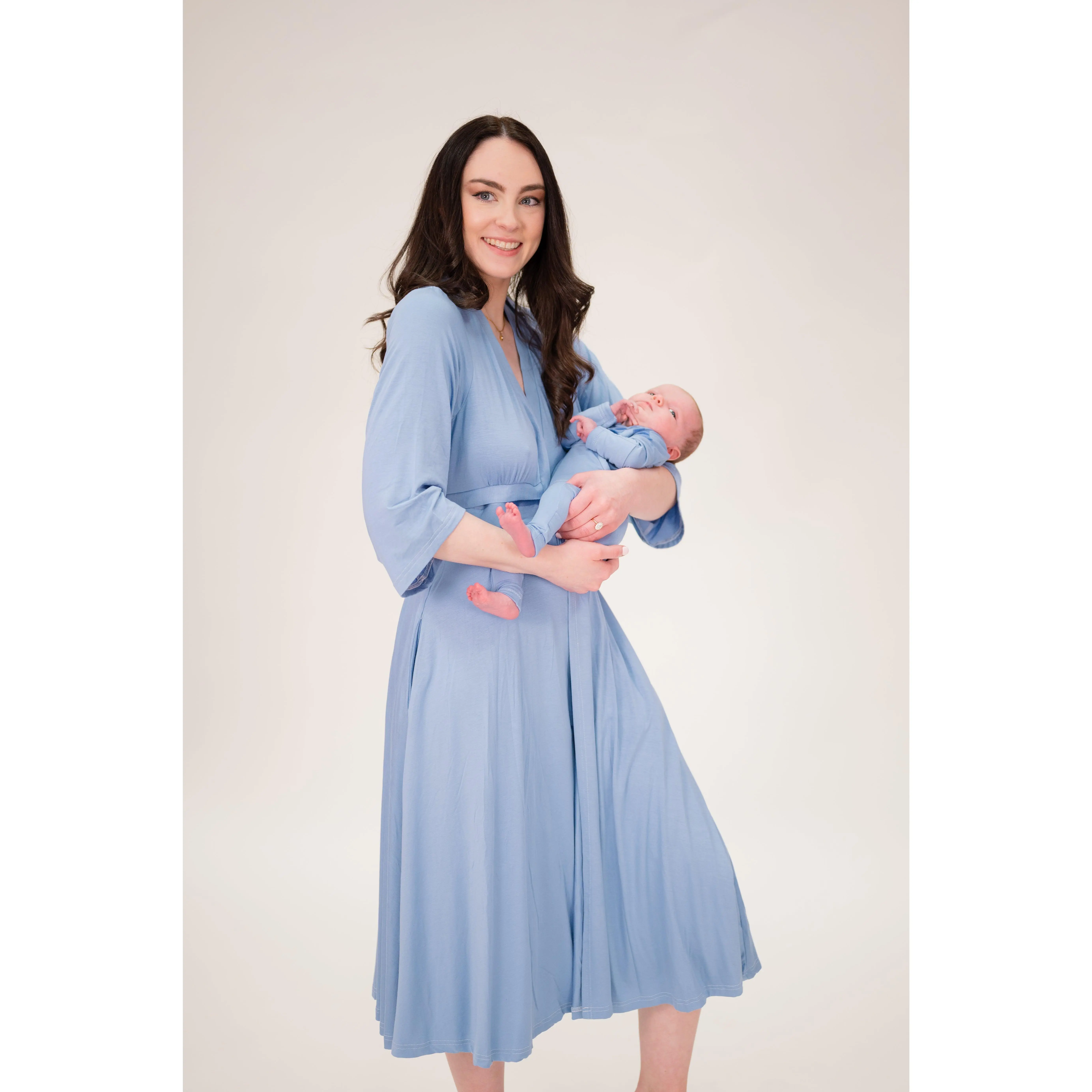 Lila Labor & Postpartum Gown in Periwinkle Blue