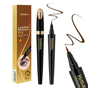HelloKiss Brush-Tip Liquid Eyeliner - Single Item Vegan Cruelty-Free Beauty Product, Lightweight Ultra-Creamy Brush, Waterproof, Smudge-Proof, 24-Hour Long-Lasting Fine-Point Smooth Application, Ideal Makeup Gift