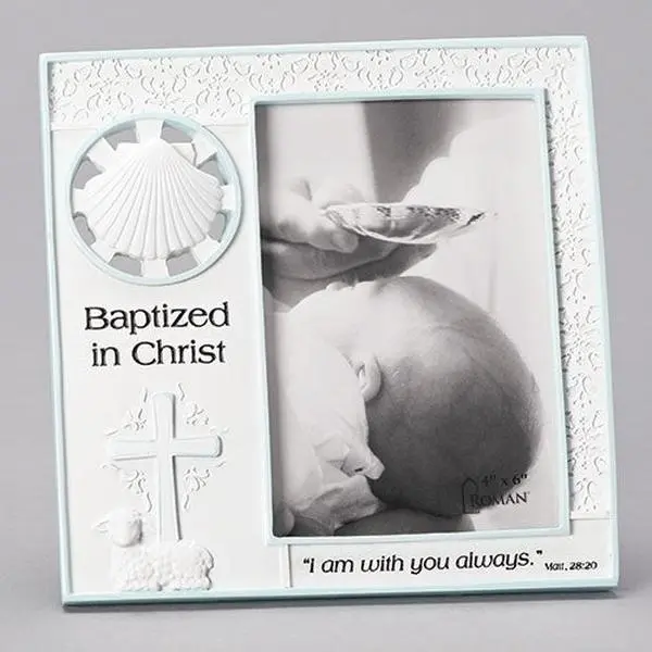 Blue Baptism Picture Frame Boy 7.25"