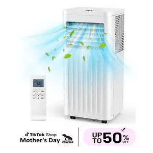 COWSAR 8000-10,000 BTU EasyCool Portable Air Conditioner - Cool up to 350 Sq. Ft. AC with Easy-to-Use Remote Control, Digital LED Display, 24H Timer, Sleep Mode and Complete Window Installation Kit, Perfect for Bedroom, Living Room, Home Office, Apartment