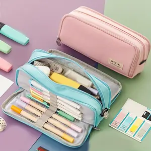 Large-Capacity Three-Layer Pencil Case Stationery Box - Pencil Bag, Multi-Functional, Organized, and Stylish Design for Junior High School and High School Students。Perfect for Back to School Essentials。