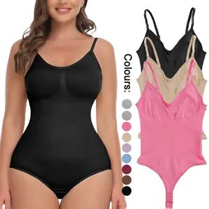 Women's 3 Piece Solid Adjustable Strap Shapewear Bodysuit, Casual Comfy  Sleeveless Tummy Control Butt Lifting Thong Shaper Body Suit, Lady Comort Underwear For Daily Wear All Seasons Fabric Womenswear Knit Tops