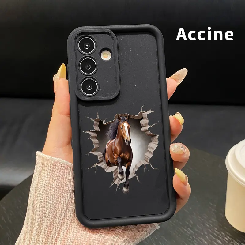 Phone Case Compatible with Samsung Galaxy S23 Ultra S24 Plus S25 S22+ Horse Breaks Through Full Body Protection Shockproof Soft Silicone Cover