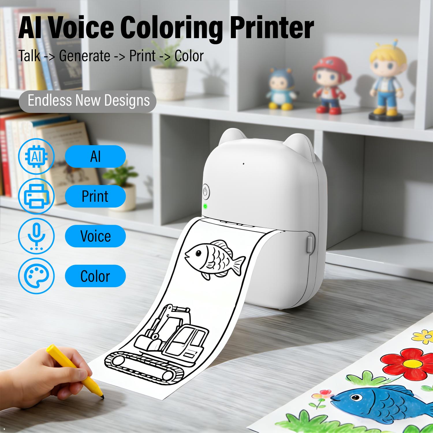 2026 Newest AI Voice Sticker Printer,Portable Mini M8 Printer - Connects Via An App,Inkless Thermal Photo Printer for iOS & Android, Ideal for Gifts, Study Notes, Labels & Receipts, Study Notes Printer | Compact Printer | Durable Plastic Printer
