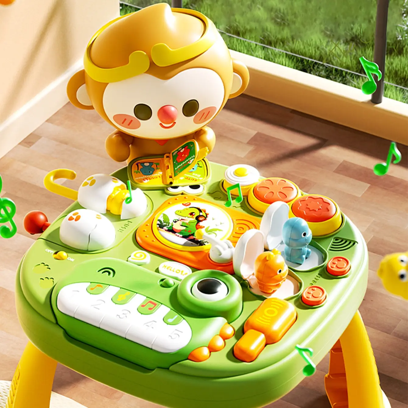 Multifunctional Baby Educational Game Table, Dinosaur Piano Toy, Abs Material, Detachable Legs, 17 Play Modes, 1-3 Years Old, Gifts