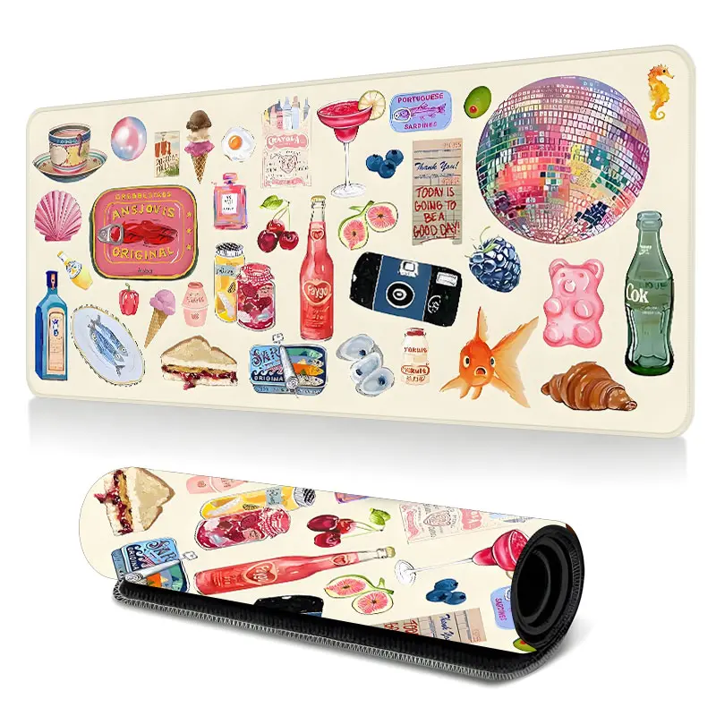 Colorful joyful summer design large-sized gaming mouse pad, disco desktop protection pad, anti-slip rubber lock edge high-definition printing, suitable for computers, laptops, offices, homes, schools, as a gift for family and friends.