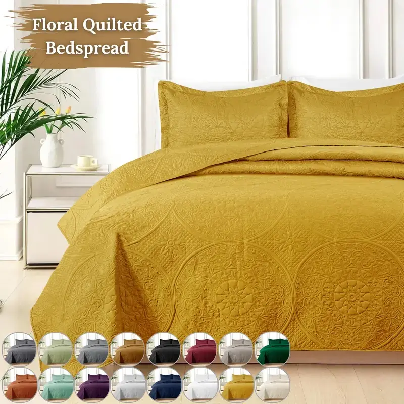Lightweight Quilted Bedspreads Twin/Queen/King - 3 Piece Set with 2 Pillow Shams - Soft Bedding for All Seasons - Premium Quality - Ultra-soft & Durable - Perfect for Gifting sohochic