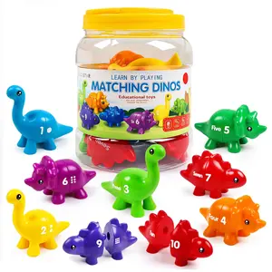 Dinosaur Number Color Matching Educational Toy Set, Math Enlightenment Parent-Child Interactive Playset, Math Learning Tools, 1 Box of 10 Pieces