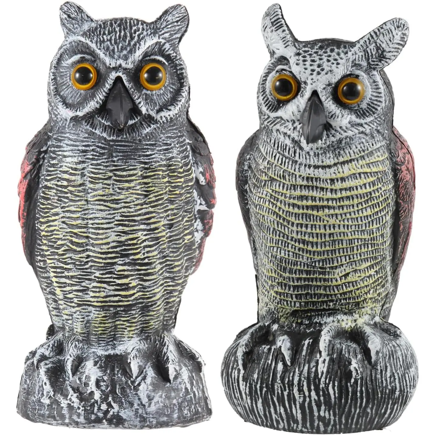 2 Pack  Owl Decoys to  Birds  from Gardens and Rooftop, Long-Eared Owl Bird Deterrents, Nature Scarecrow Plastic Owls Pest Repellent, Owl Statue for Garden Decor, Yard Decoration