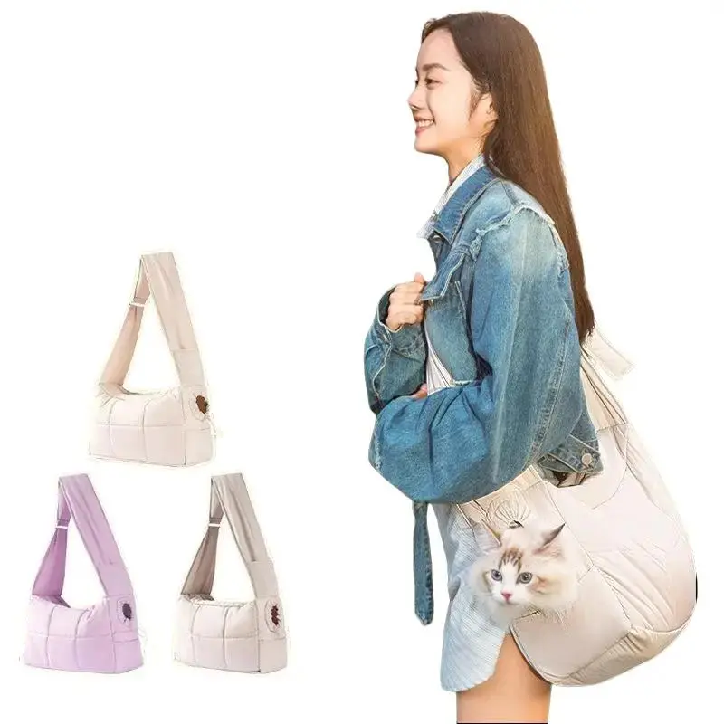 Sporty Chic Pet Sling Carrier Bag for Small Dogs & Puppies - Breathable Mesh Fabric, Lightweight, Adjustable Shoulder Strap for Hands-Free Park Walks, Hook-and-Loop Closure for Customized Fit, Cooling Airflow, Puppy, Soft Skin Contact, Easy Clean Reuse, O