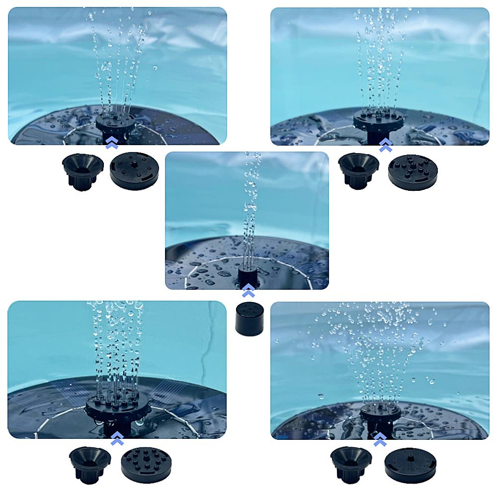 6.3 inches Solar Bird Bath Fountain with 6 Nozzles, Solar Fountain Pump for Bird Bath, Solar Powered Floating Water Fountain Pump for Bird Bath, Ponds, Garden, Fish Tank and Outdoor 16cm