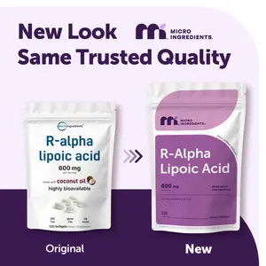 Micro Ingredients R Alpha Lipoic Acid 600mg with Coconut Oil, 120 Softgels