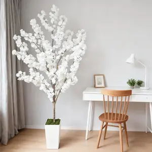 150-210CM New Artificial Cherry Blossom Plant Decor, Easy Care Fake Plant for Indoor Outdoor, Living Room Bedroom Garden Balcony Shop Wedding Party Decoration, Artificial Cherry Blossom Tree