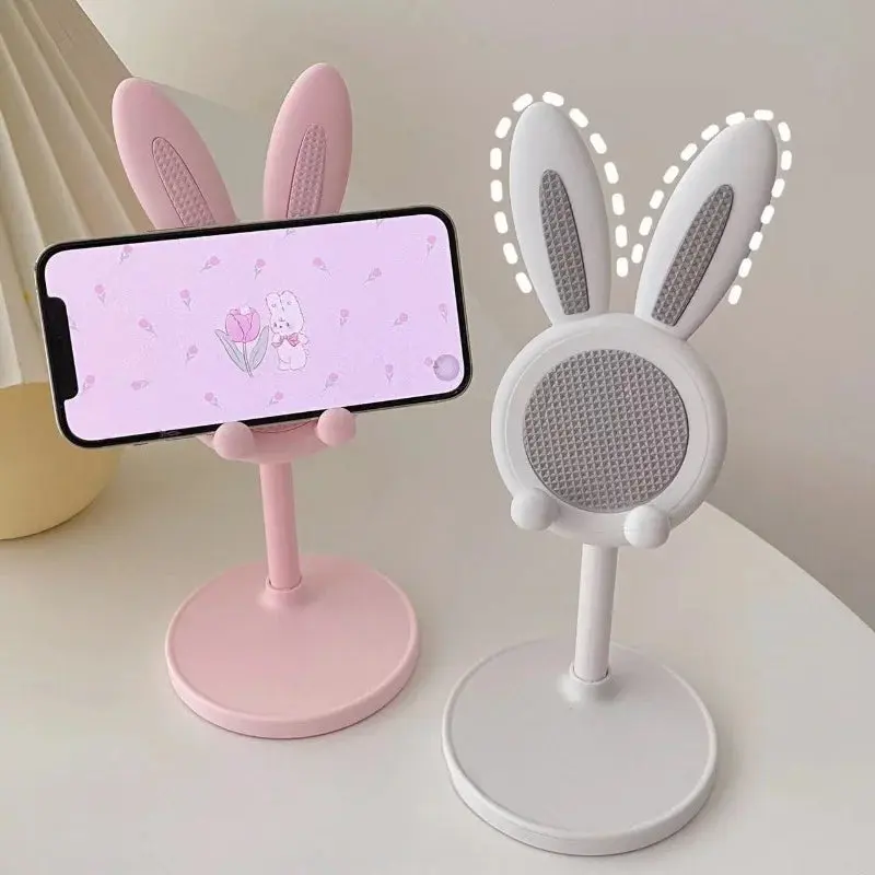Cute Rabbit Plastic Adjustable Durable Phone Holder, Mobile Phone Accessories for Desk Use, Grip