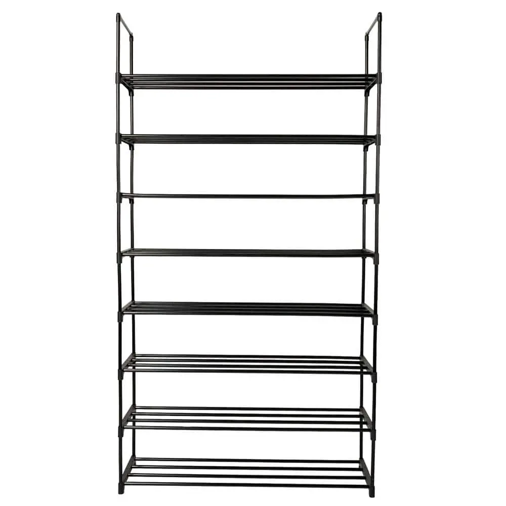66.54 H 40-Pair 1-Tier Black Iron Shoe Rack