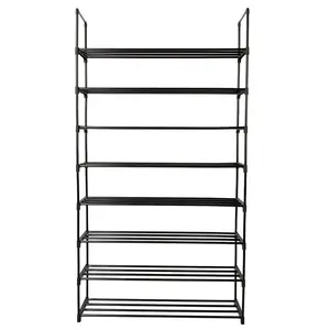 66.54 H 40-Pair 1-Tier Black Iron Shoe Rack