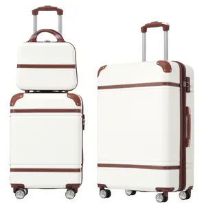Hard shell luggage set consisting of 3 pieces of 20 inch+24 inch luggage and makeup box with TSA lock. The rotating luggage with TSA lock is lightweight, structurally stiff, and reinforced at the corners Traveling Bag